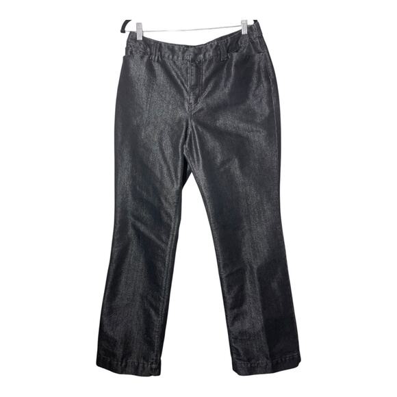 Chicos Platinum Jaycee Trouser Jeans Metallic Sheen Black Size Chico's 2 = 12 - Picture 1 of 4